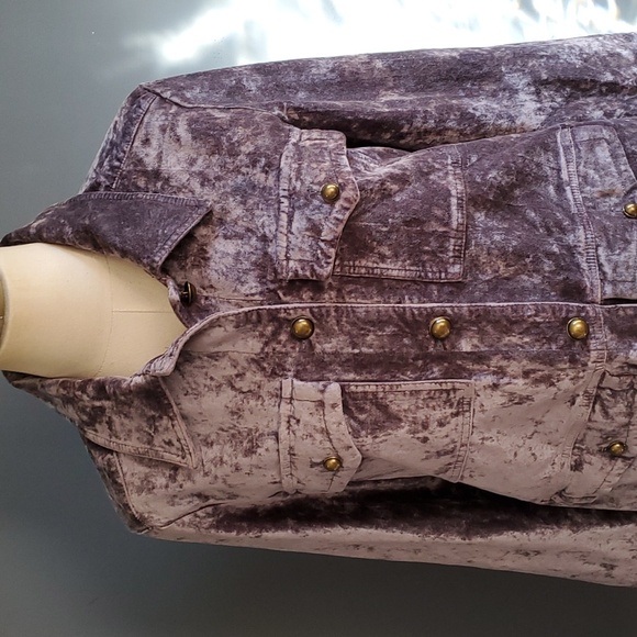 Anthropologie velvet utility button down jacket gray size S - Picture 7 of 17